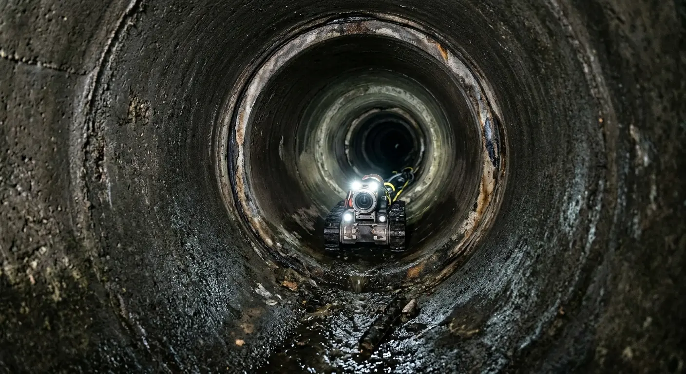 Robotic sewer camera inspecting pipe interior for Drain Snake Service in Alma